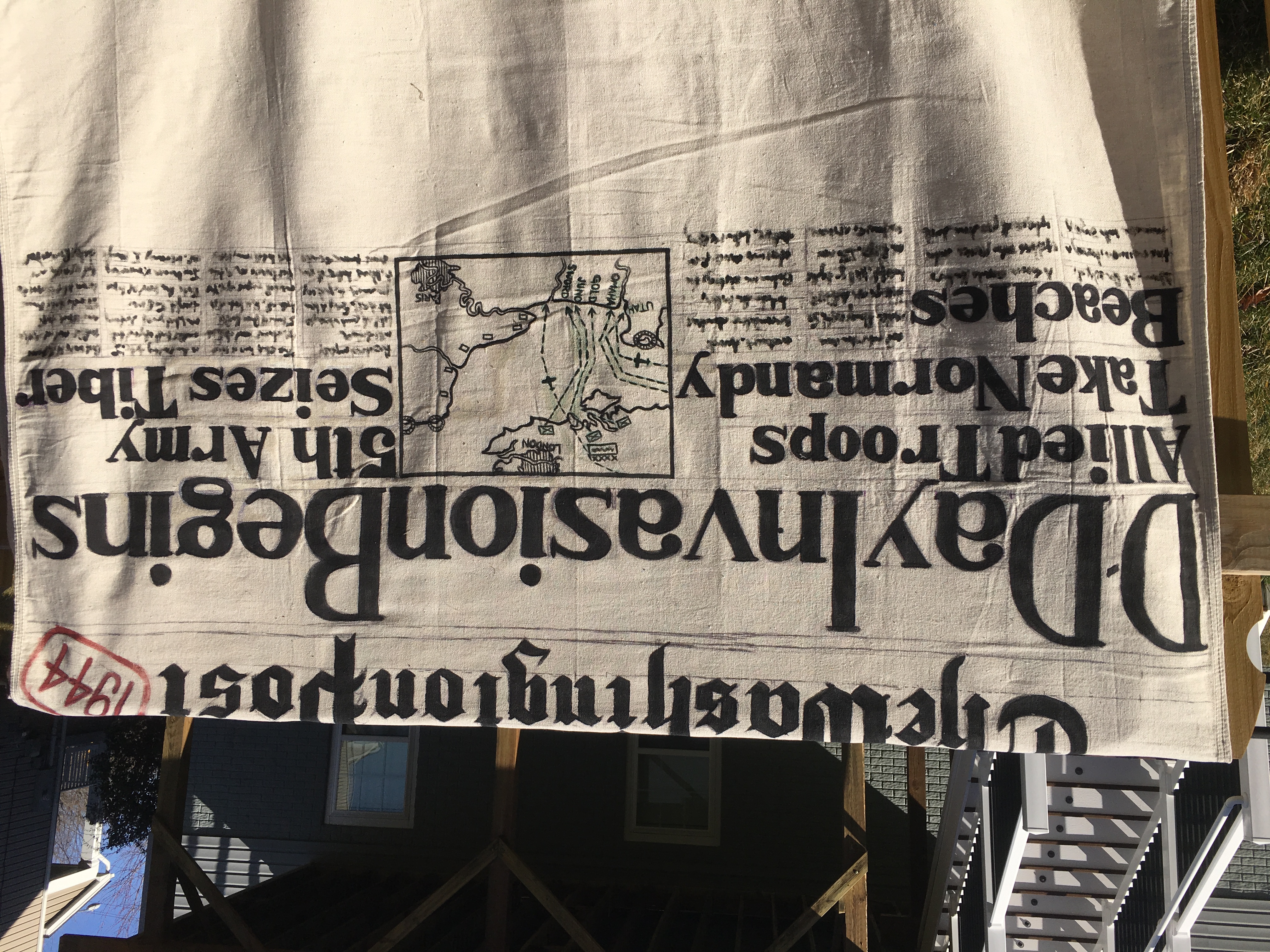 Newspaper headline from the second and third movement of the show