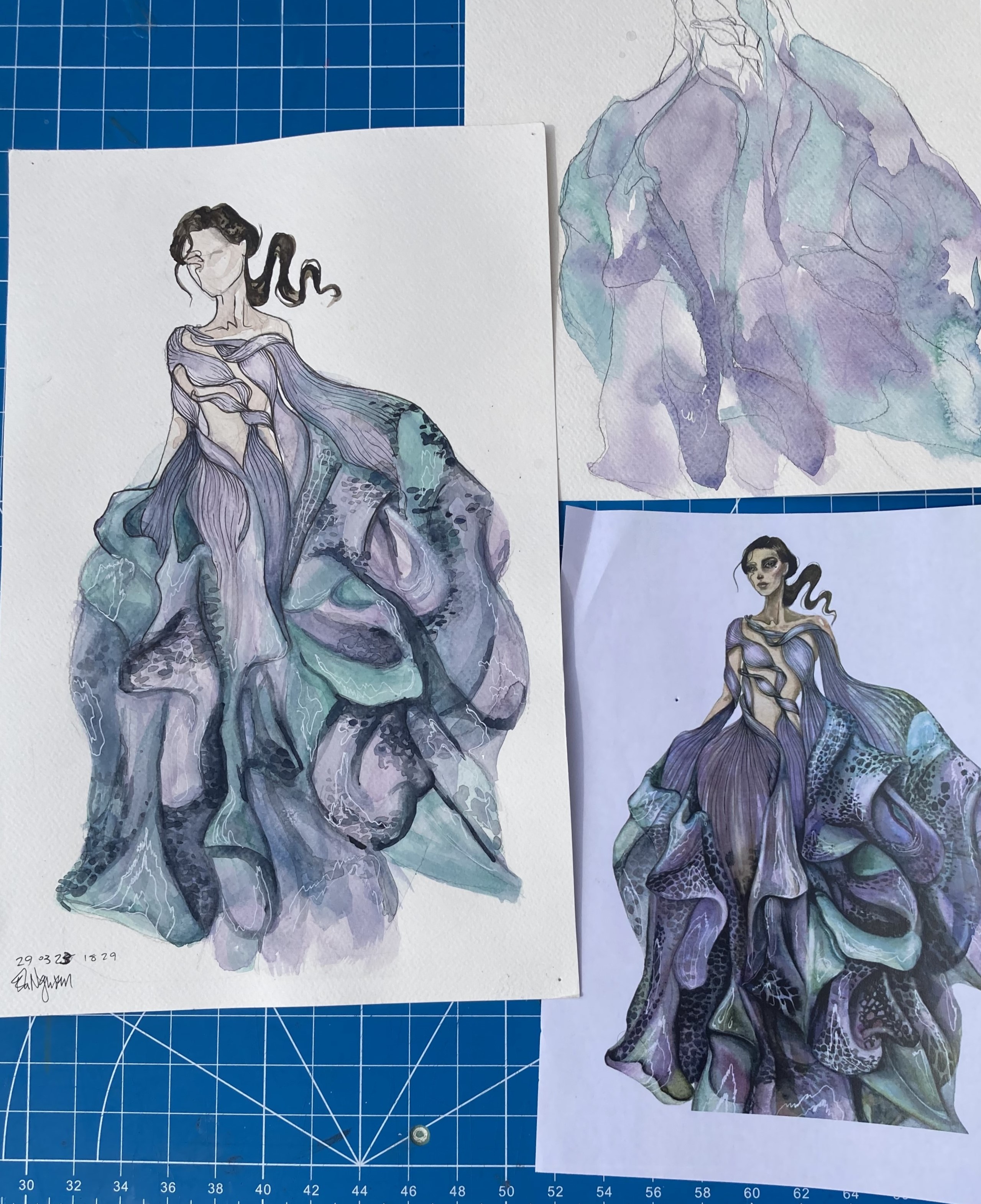 Study of an Iris Van Herpen rendering, completed for THR 330 Drawing and Rendering