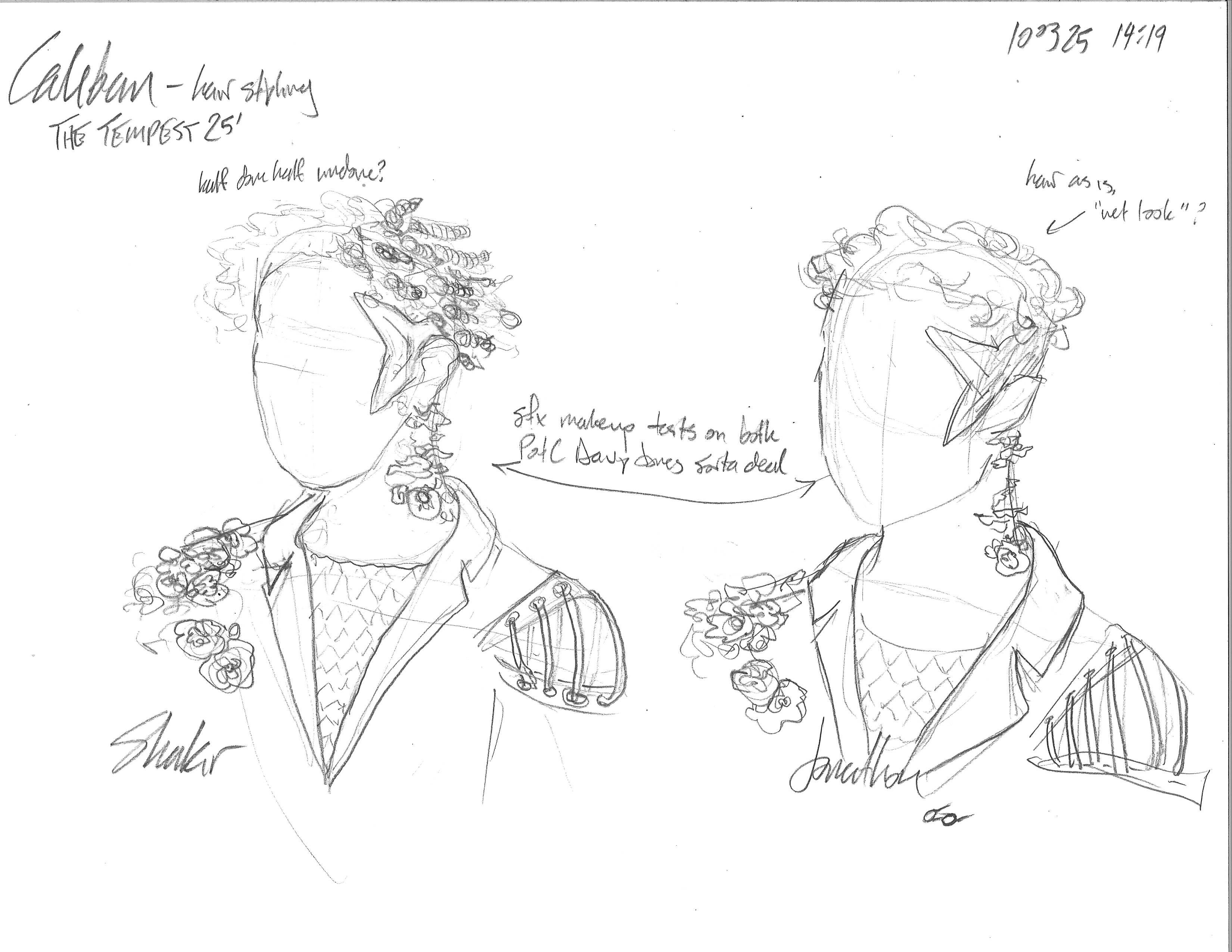 Caliban hair and makeup plot