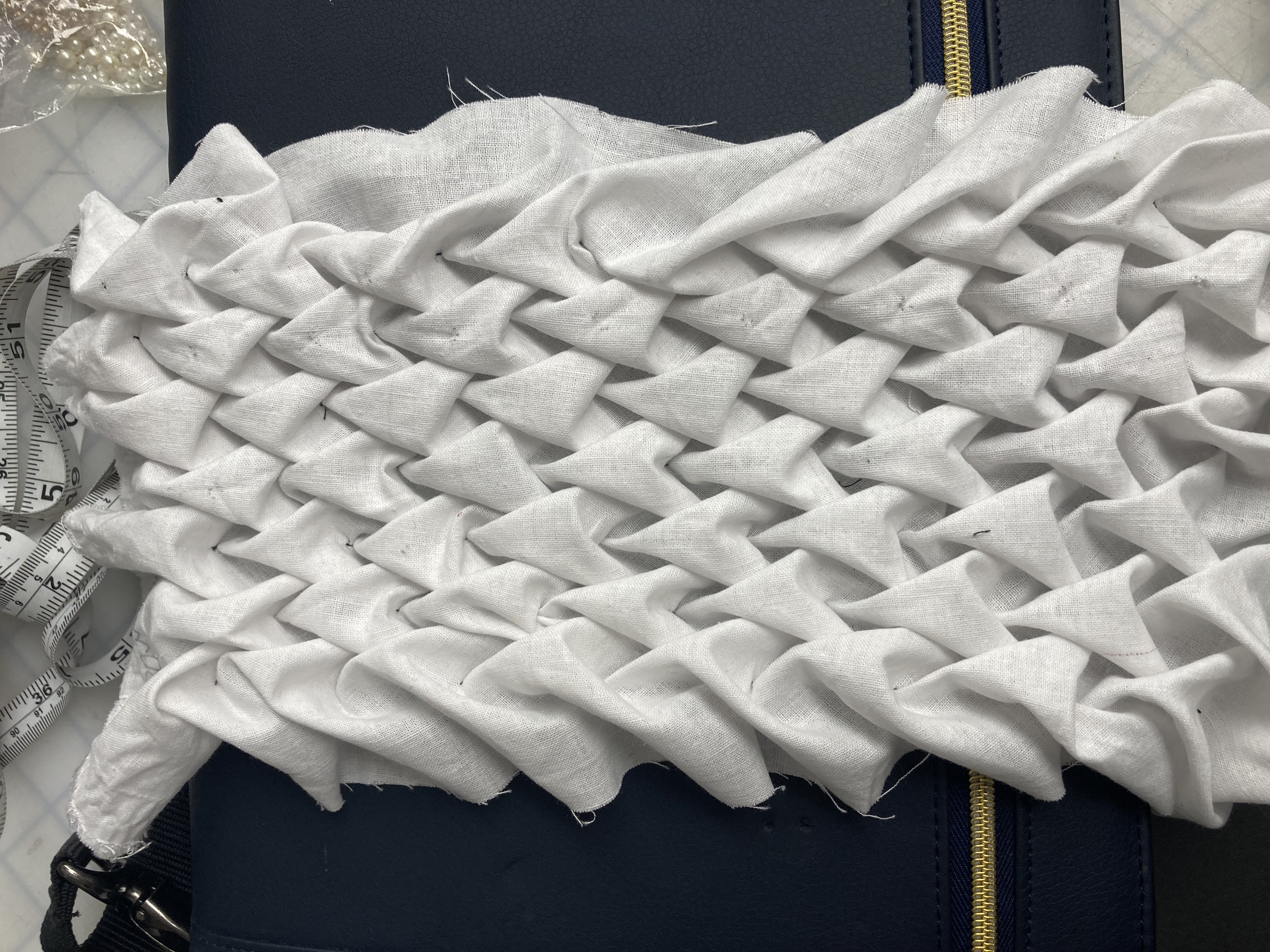 smocking sample for caliban's undershirt