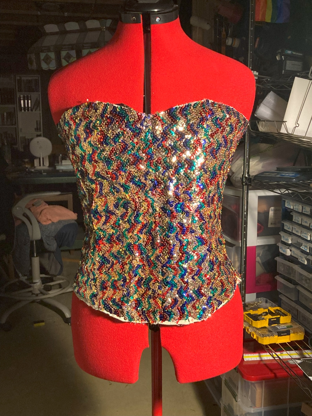 Hand sequined corset for Columbia